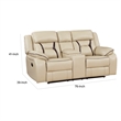 Millie 76 Inch Manual Dual Recliner Loveseat- Cupholder- Beige Faux Leather