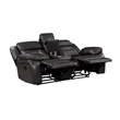 Millie 76 Inch Manual Dual Recliner Loveseat- Cupholders- Gray Faux Leather