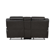 Millie 76 Inch Manual Dual Recliner Loveseat- Cupholders- Gray Faux Leather
