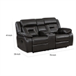 Millie 76 Inch Manual Dual Recliner Loveseat- Cupholders- Gray Faux Leather