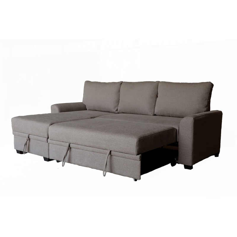 Nami Sleeper Sectional with Storage Chaise- Brown Flannel- 91 Inch