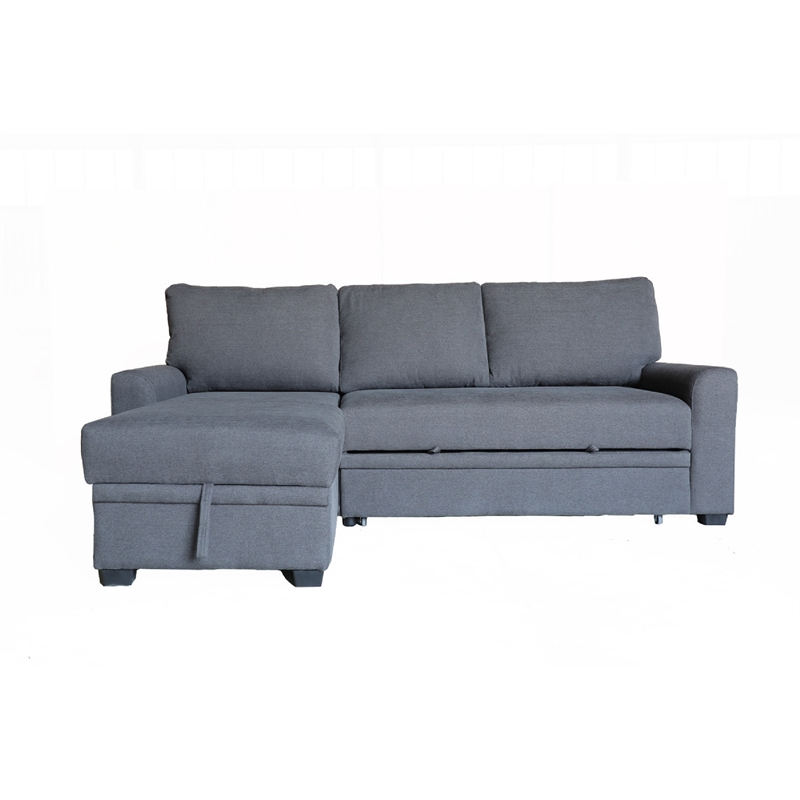 Nami Sleeper Sectional with Storage Chaise- Gray Flannel- 91 Inch