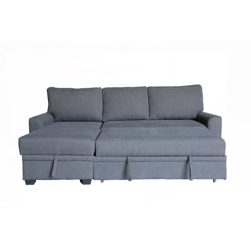 Nami Sleeper Sectional with Storage Chaise- Gray Flannel- 91 Inch