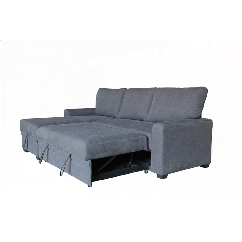 Nami Sleeper Sectional with Storage Chaise- Gray Flannel- 91 Inch