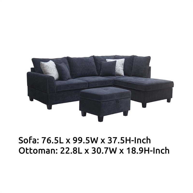 Otto 3pc Set Sofa- Loveseat- Chair with 6 Pillows- Dark Gray Woven
