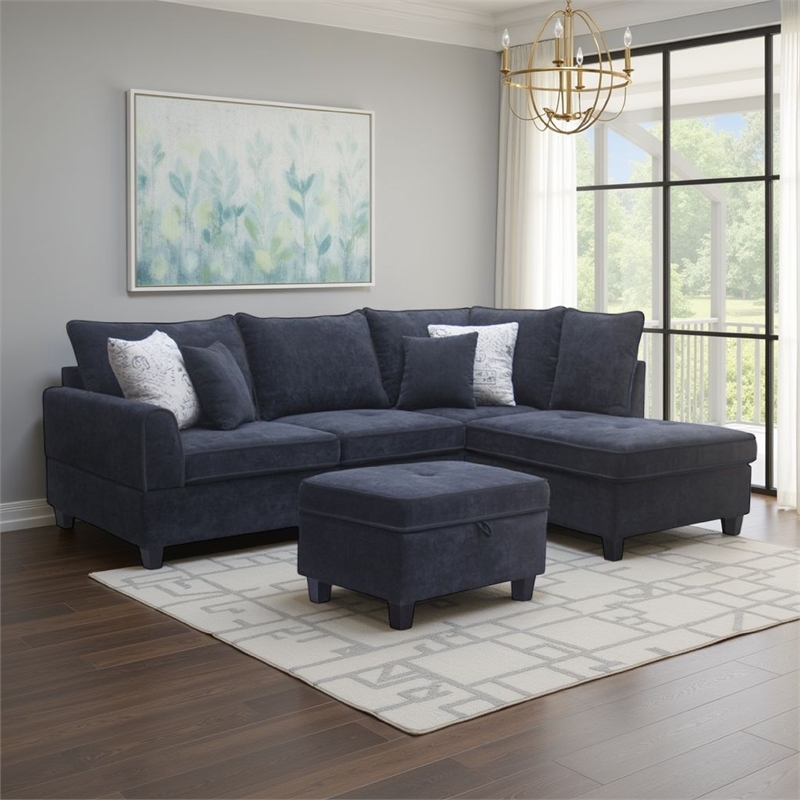 Otto 3pc Set Sofa- Loveseat- Chair with 6 Pillows- Dark Gray Woven