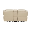 Millie 76 Inch Power Dual Recliner Loveseat- Cupholders- Beige Faux Leather