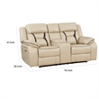 Millie 76 Inch Power Dual Recliner Loveseat- Cupholders- Beige Faux Leather