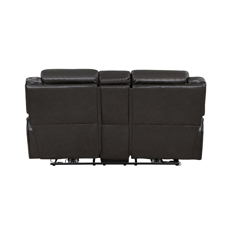 Millie 76 Inch Power Dual Recliner Loveseat- Cupholders- Gray Faux Leather