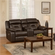 Millie 76 Inch Power Dual Recliner Loveseat- Cupholders- Gray Faux Leather