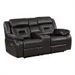 Millie 76 Inch Power Dual Recliner Loveseat- Cupholders- Gray Faux Leather