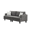 Lae 2 Piece Sofa and Loveseat Set- 4 Throw Pillows- Tufted- Gray Chenille