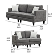Lae 2 Piece Sofa and Loveseat Set- 4 Throw Pillows- Tufted- Gray Chenille