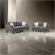 Lae 2 Piece Sofa and Loveseat Set- 4 Throw Pillows- Tufted- Gray Chenille