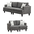 Lae 2 Piece Sofa and Loveseat Set- 4 Throw Pillows- Tufted- Gray Chenille