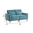 Tiu 62 Inch Loveseat with 2 Lumbar Pillows- Blue Chenille- Solid Wood