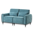 Tiu 62 Inch Loveseat with 2 Lumbar Pillows- Blue Chenille- Solid Wood