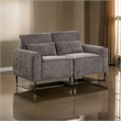 Tiu 62 Inch Loveseat with 2 Lumbar Pillows- Gray Chenille- Solid Wood