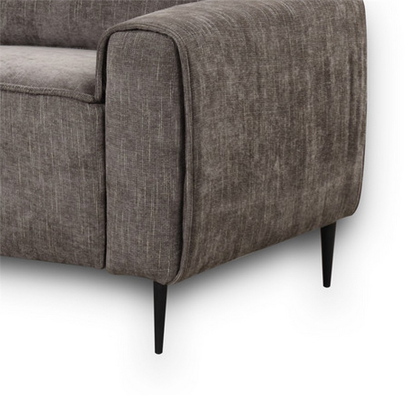 Tiu 62 Inch Loveseat with 2 Lumbar Pillows- Gray Chenille- Solid Wood