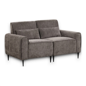 Tiu 62 Inch Loveseat with 2 Lumbar Pillows- Gray Chenille- Solid Wood