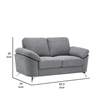 Nel 64 Inch Loveseat with Soft Gray Linen- Chrome Metal Legs- Solid Wood