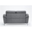 Nel 64 Inch Loveseat with Soft Gray Linen- Chrome Metal Legs- Solid Wood