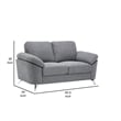 Nel 64 Inch Loveseat with Soft Gray Linen- Chrome Metal Legs- Solid Wood