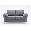 Nel 64 Inch Loveseat with Soft Gray Linen- Chrome Metal Legs- Solid Wood