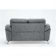 Nel 64 Inch Loveseat with Soft Gray Linen- Chrome Metal Legs- Solid Wood