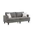 Lae 3 Piece Living Room Sofa- Loveseat- Chair Set- 5 Pillows- Gray Chenille
