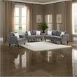 Lae 3 Piece Living Room Sofa- Loveseat- Chair Set- 5 Pillows- Gray Chenille