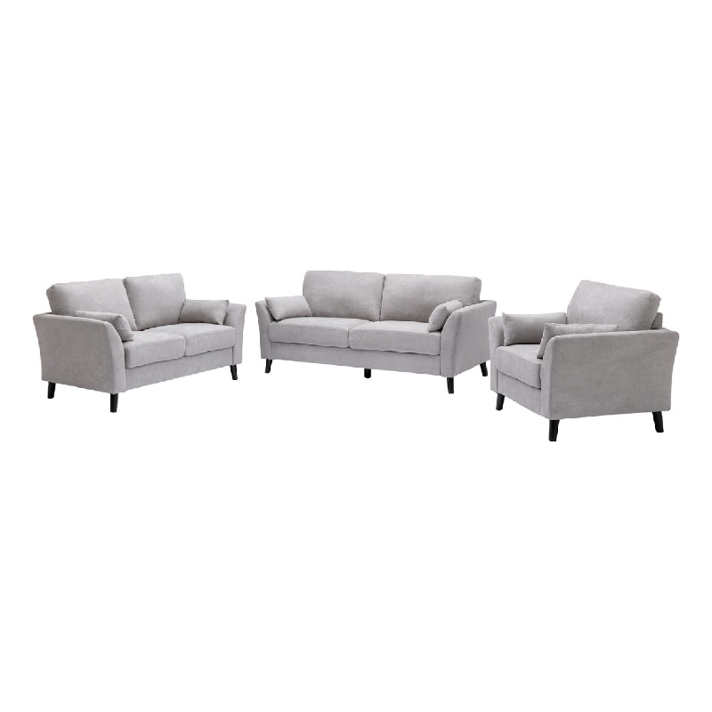 Otto 3pc Set Sofa- Loveseat- Chair with 6 Pillows- Light Gray Woven