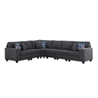 Nid Shaped Sectional Sofa - Cupholder - Stone Gray Woven - 125 inch