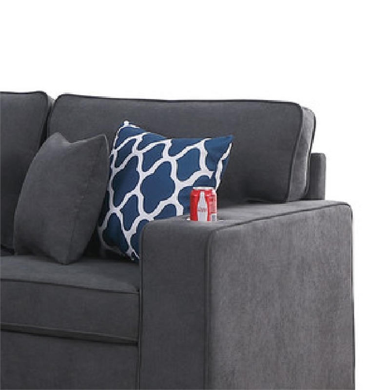 Nid Shaped Sectional Sofa - Cupholder - Stone Gray Woven - 125 inch