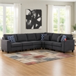 Nid Shaped Sectional Sofa - Cupholder - Stone Gray Woven - 125 inch