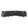 Nid Shaped Sectional Sofa - Cupholder - Stone Gray Woven - 125 inch