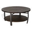 Flint Coffee Table w Shelf- Barrel Shape- 38 Inch Dark Brown Round Top