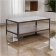 Ayka Coffee Table w Shelf- Nailhead Accent- 48 Inch Rectangular Brown