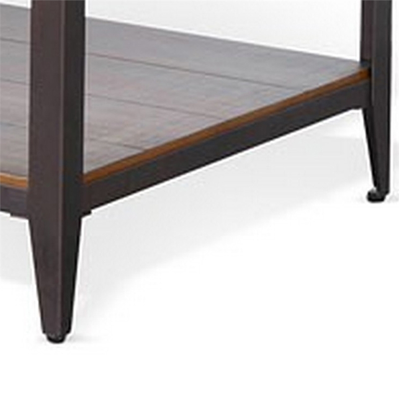 Ayka Coffee Table w Shelf- Nailhead Accent- 48 Inch Rectangular Brown