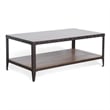 Ayka Coffee Table w Shelf- Nailhead Accent- 48 Inch Rectangular Brown