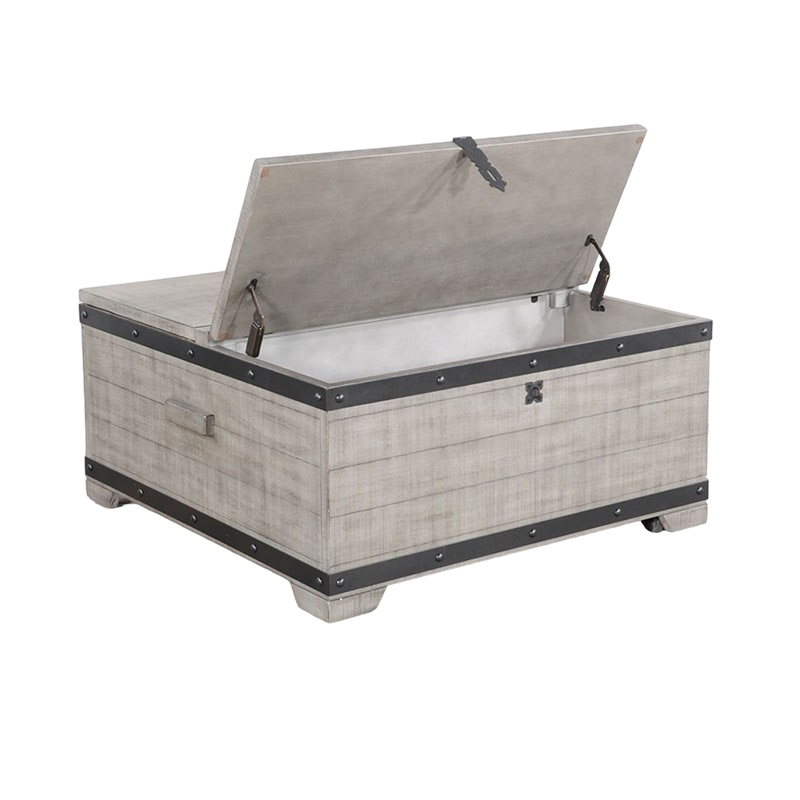Nelly Square Coffee Table w Casters- Lift Top- Gray Mahogany Wood