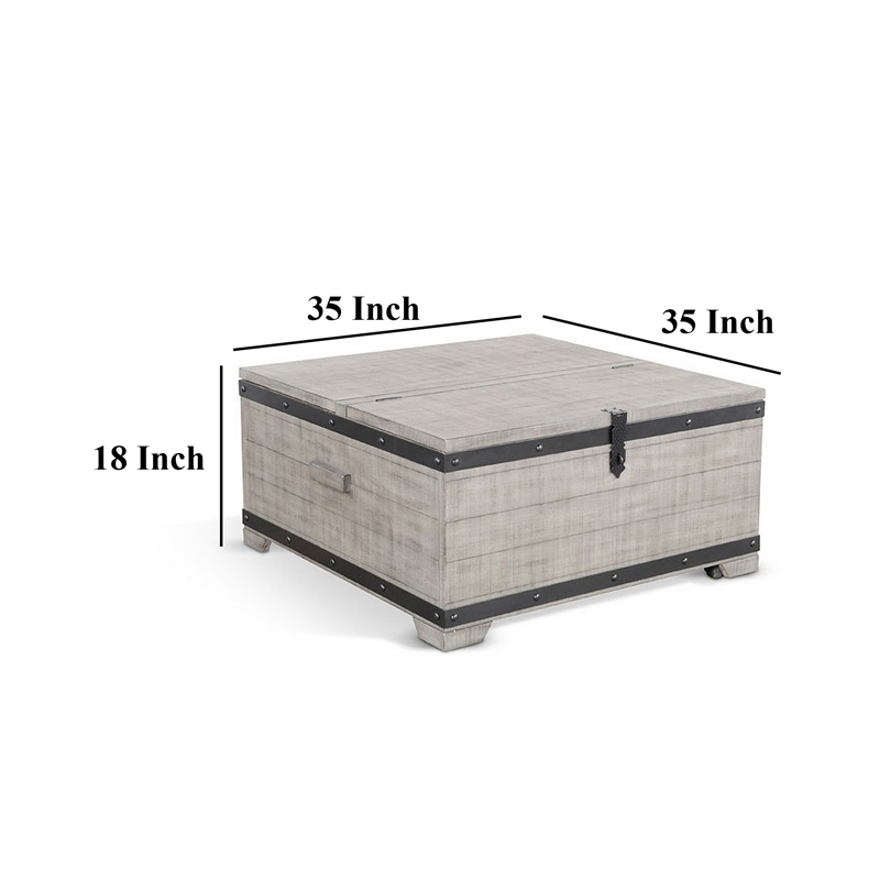Nelly Square Coffee Table w Casters- Lift Top- Gray Mahogany Wood