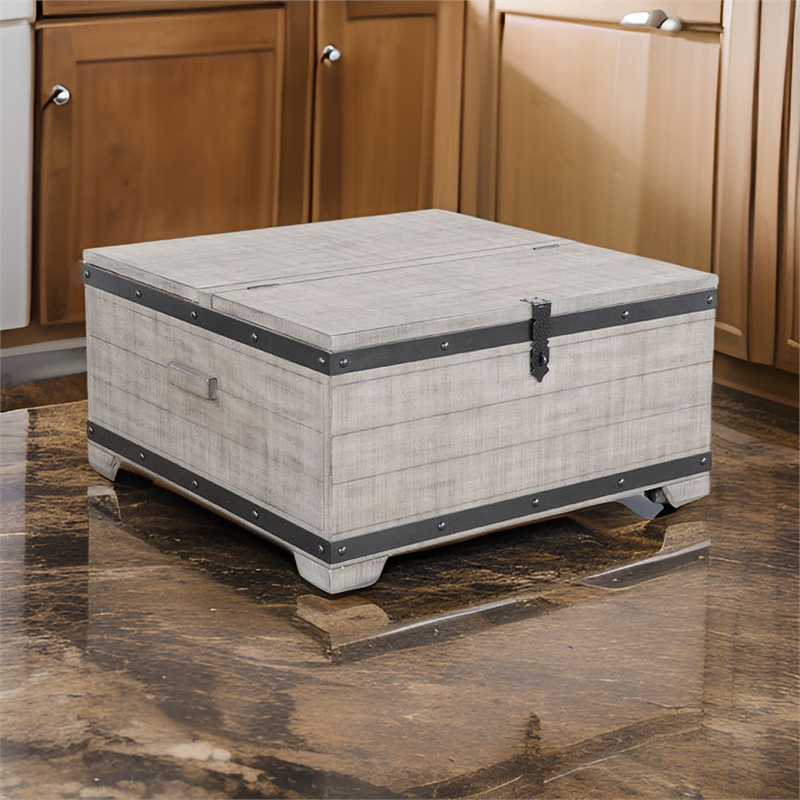 Nelly Square Coffee Table w Casters- Lift Top- Gray Mahogany Wood