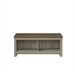 Nena Coffee Table with Open Shelves- Brown Wood Top- Oak Gray 43 Inch