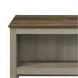 Nena Coffee Table with Open Shelves- Brown Wood Top- Oak Gray 43 Inch