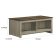 Nena Coffee Table with Open Shelves- Brown Wood Top- Oak Gray 43 Inch
