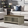 Nena Coffee Table with Open Shelves- Brown Wood Top- Oak Gray 43 Inch