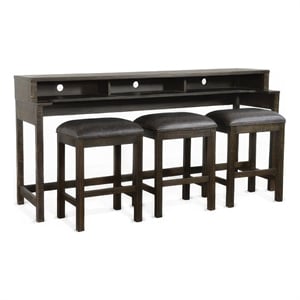 Flint Console Table with 3 Compartments- 74 Inch- Dark Brown Mahogany