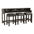 Flint Console Table with 3 Compartments- 74 Inch- Dark Brown Mahogany