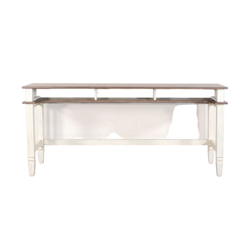Dean Console Table- USB and Cubbies- 76 Inch Rectangular Brown- White